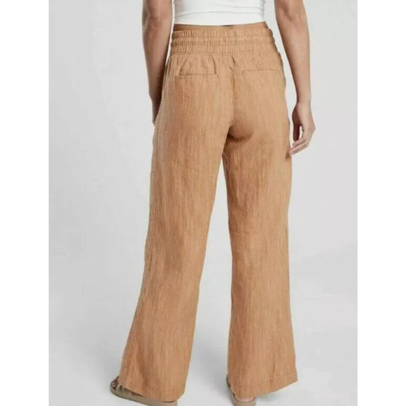 Athleta Cabo Linen Textured Wide Leg Pant Rain Dance Siena Beige Size‎ 24 Plus - Picture 2 of 7